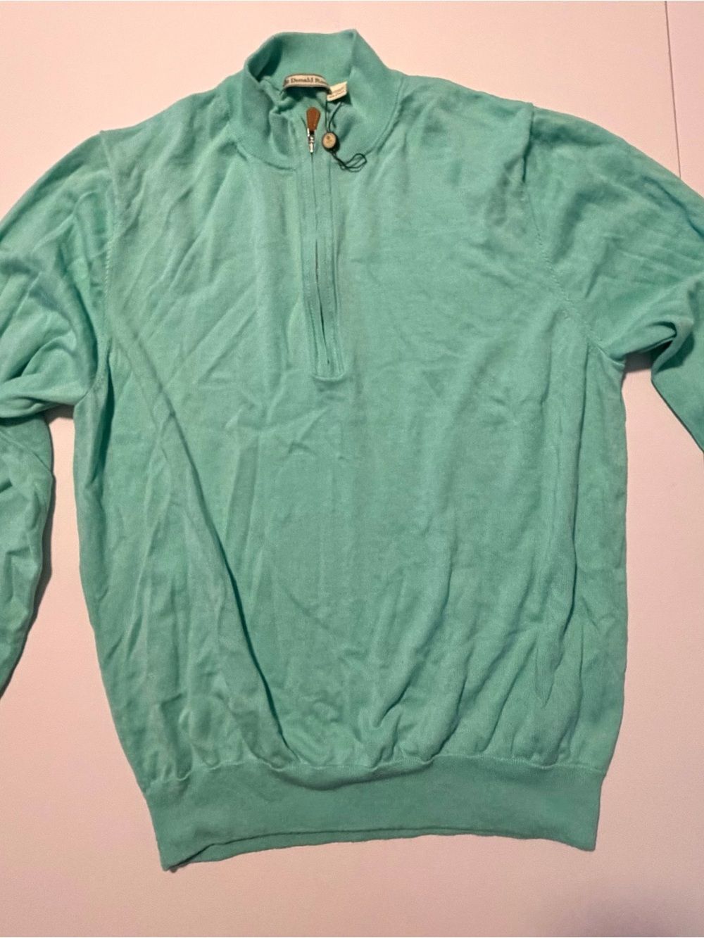 Donald Ross Men's Half-Zip Sweater in Aquamarine-Large